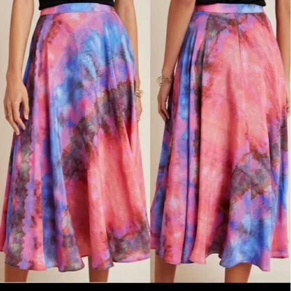 Anthropologie Bl^nk London Jodi Tie Dye A-Line High Waisted Midi Skirt - Picture 7 of 16